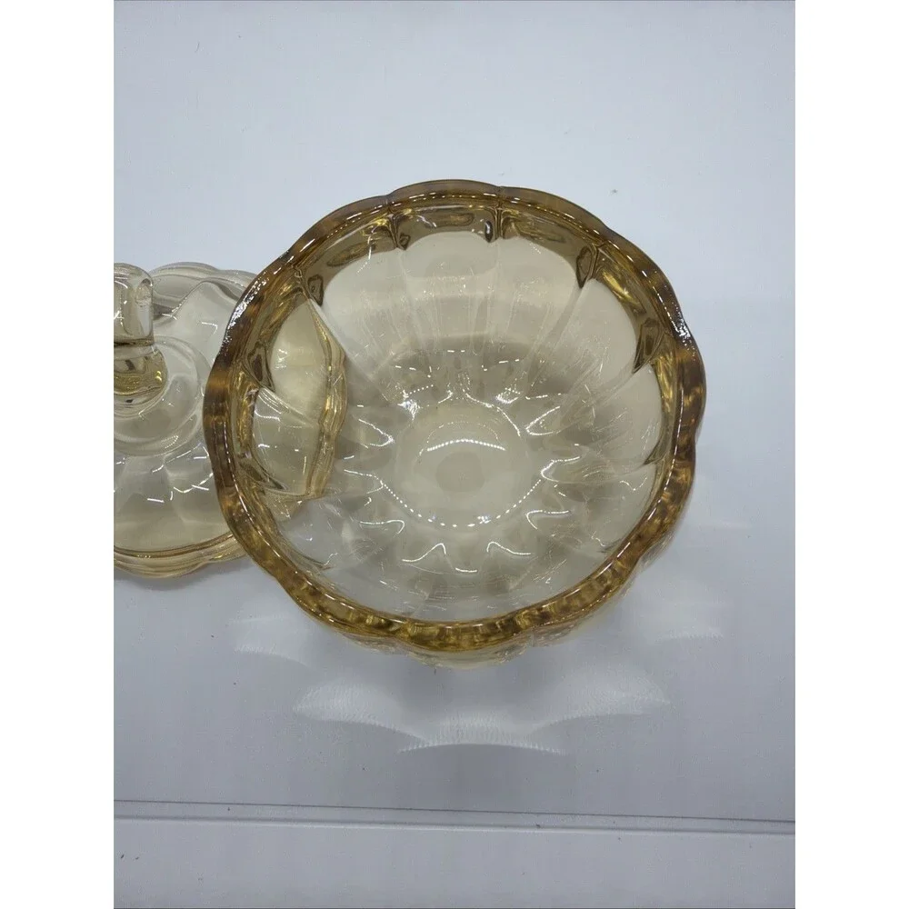 Vintage Glass Pumpkin Jar- Light Amber Colored- Anchor Hocking Style